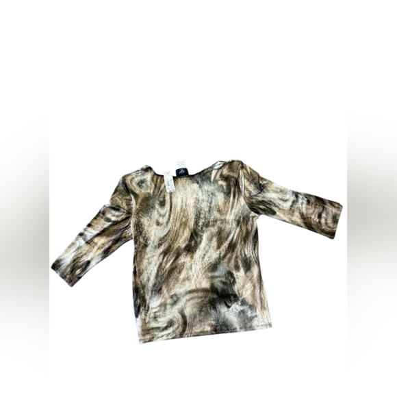 Libra Brown & Black Shimmery Quarter Sleeve Top Size XL NWT - Picture 5 of 8